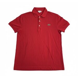 Lacoste Red Slim Fit Short Sleeve Polo Shirt Mens Sz 5 Lg Fitted Casual Preppy